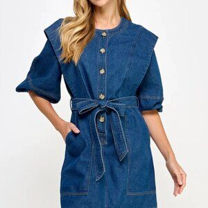 Ellison For Anthropologie Elli Denim Dress Sz S- Missing Tie